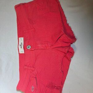 Hollister Denim Short Shorts Womens Juniors Low Rise Pockets Coral Size 5
